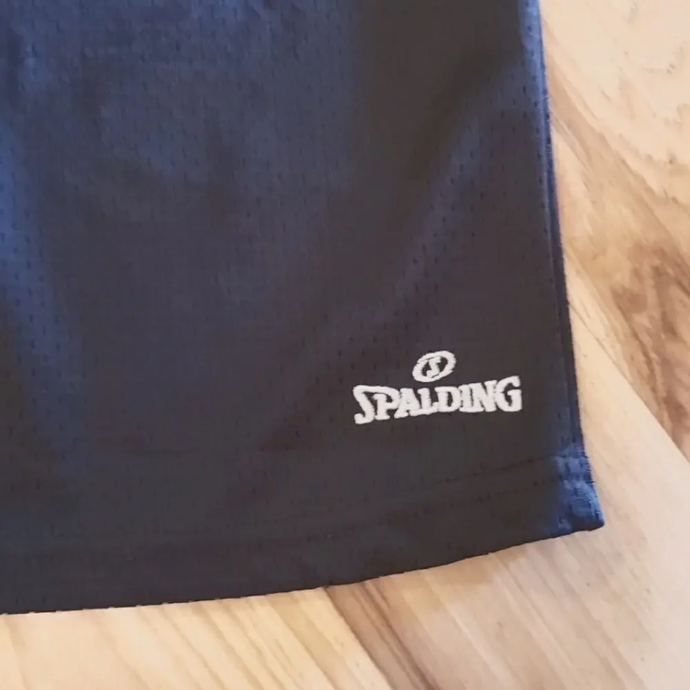 Spalding Shorts Youth M 10/12 Unisex Athletic Black Gray Drawstring Basketball